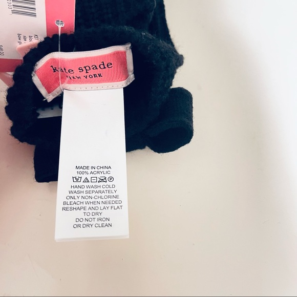 Kate Spade Knit Bow Women’s Black Fashion Gloves/OS/NWT - Picture 6 of 6